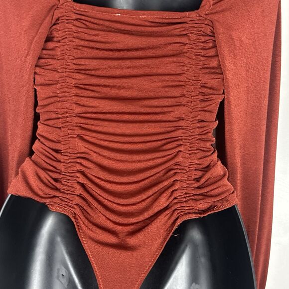 Free People Intimately Meant To Be Bodysuit S In Red / Rust Bell Long Sleeve - Picture 13 of 16